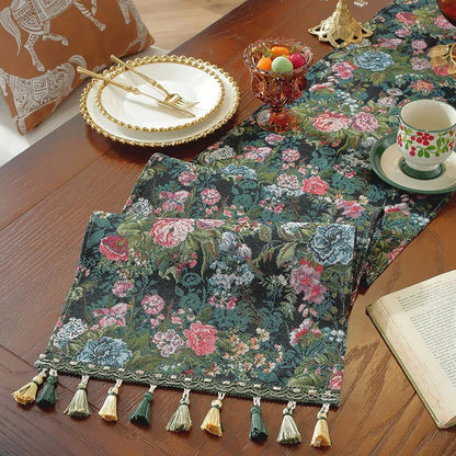 Chemin de table jacquard | Pompons Artisanaux