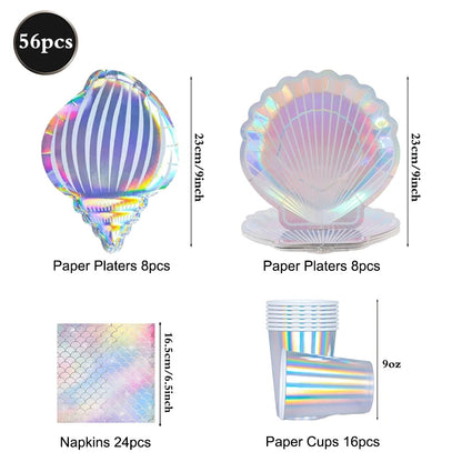kit vaisselle coquillages | Holographique Jetable