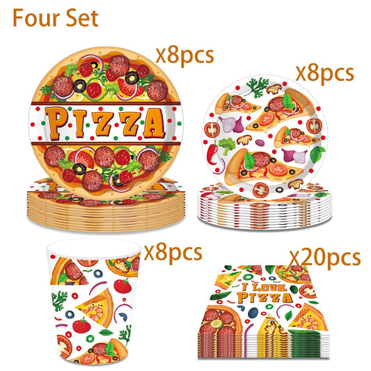 Vaisselle jetable pizza | Kit complet 8 invités
