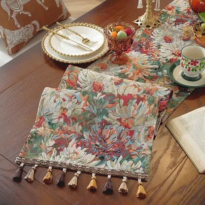 Chemin de table jacquard | Pompons Artisanaux