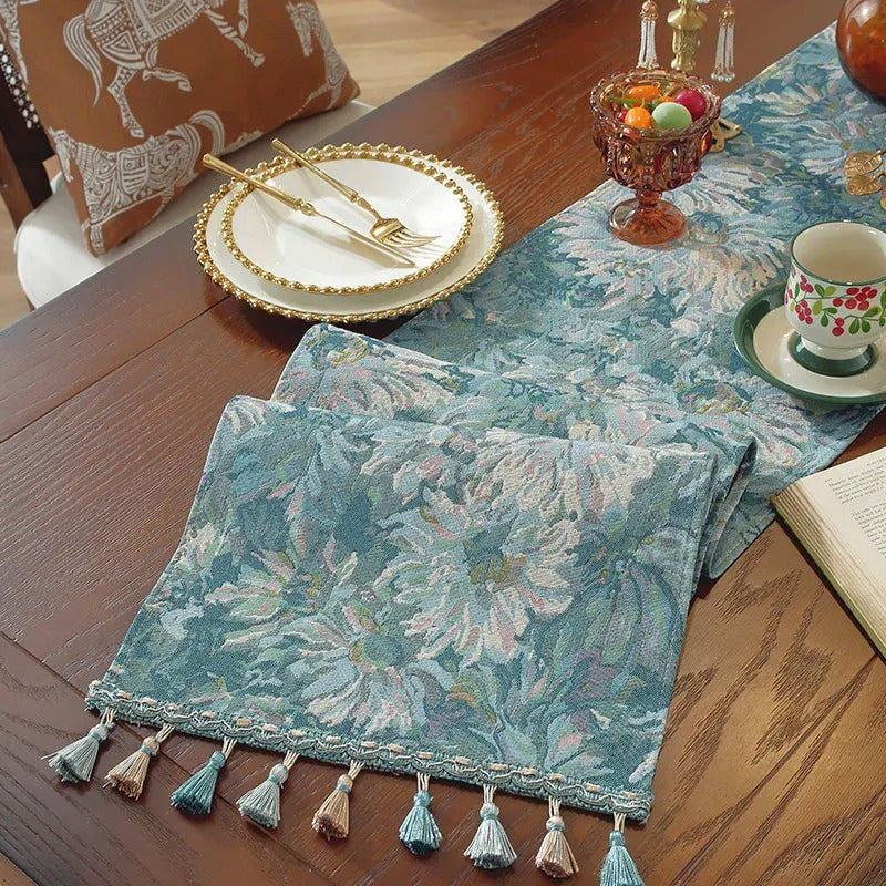 Chemin de table jacquard | Pompons Artisanaux