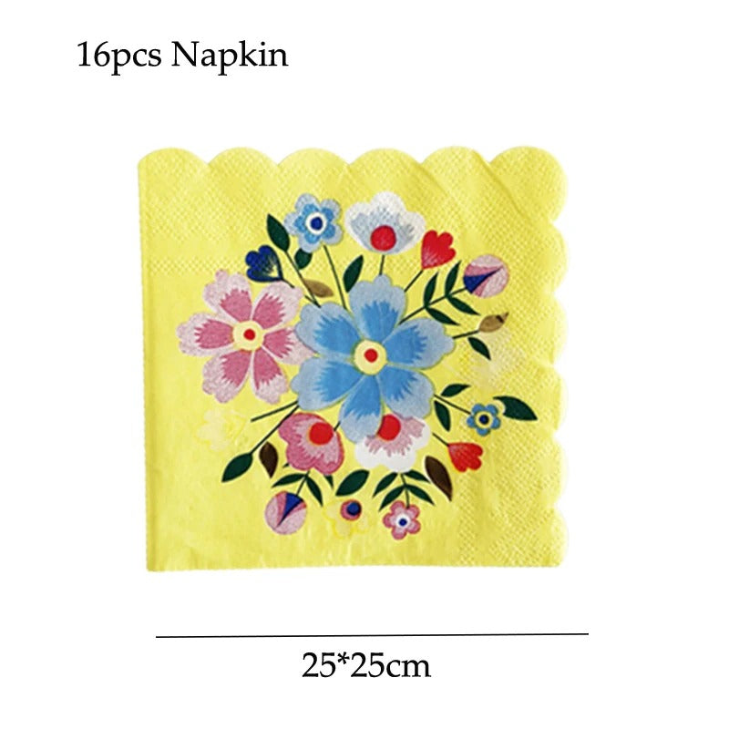 vaisselles à fleurs | Jetable Fleurie 4 Couleurs