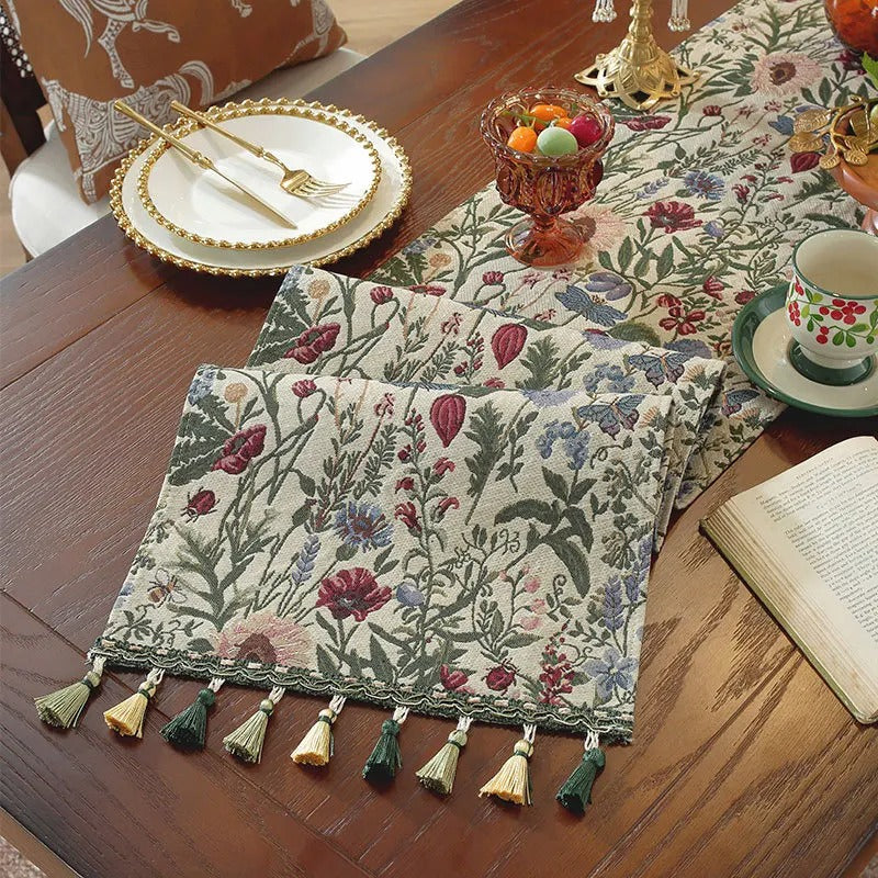 Chemin de table jacquard | Pompons Artisanaux