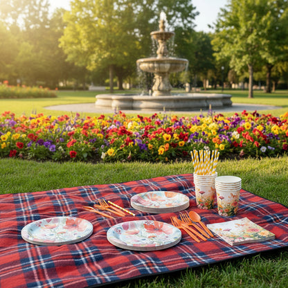 Ensemble de vaisselles jetables printemps | Floralys