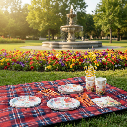 Ensemble de vaisselles jetables printemps | Floralys