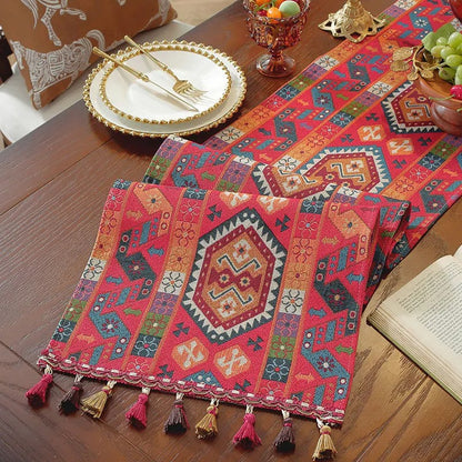 Chemin de table jacquard | Pompons Artisanaux