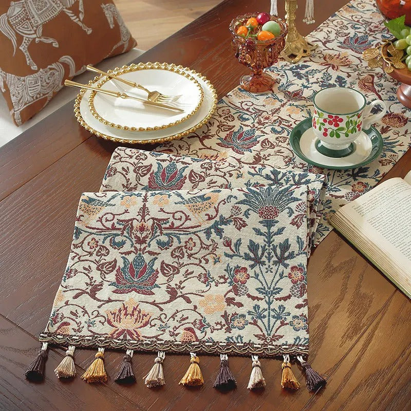 Chemin de table jacquard | Pompons Artisanaux
