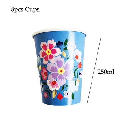 vaisselles à fleurs | Jetable Fleurie 4 Couleurs