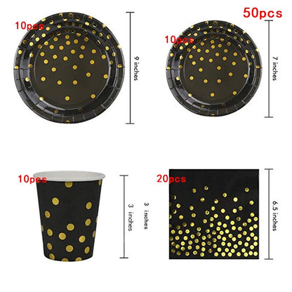 Vaisselles jetables noirs | Elegance Or