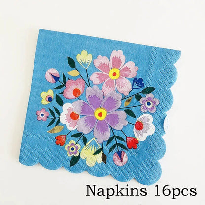 vaisselles à fleurs | Jetable Fleurie 4 Couleurs