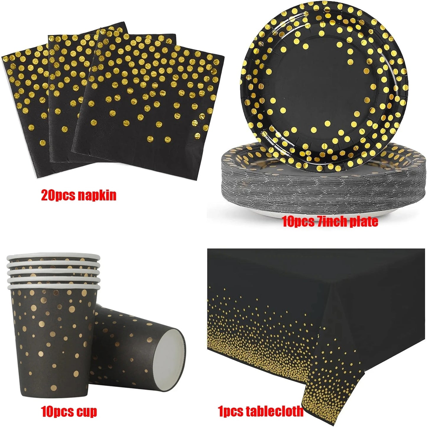 Vaisselles jetables noirs | Elegance Or