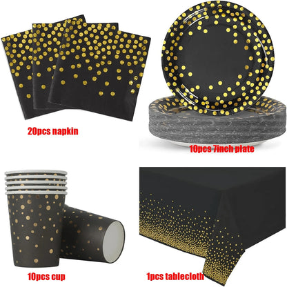 Vaisselles jetables noirs | Elegance Or