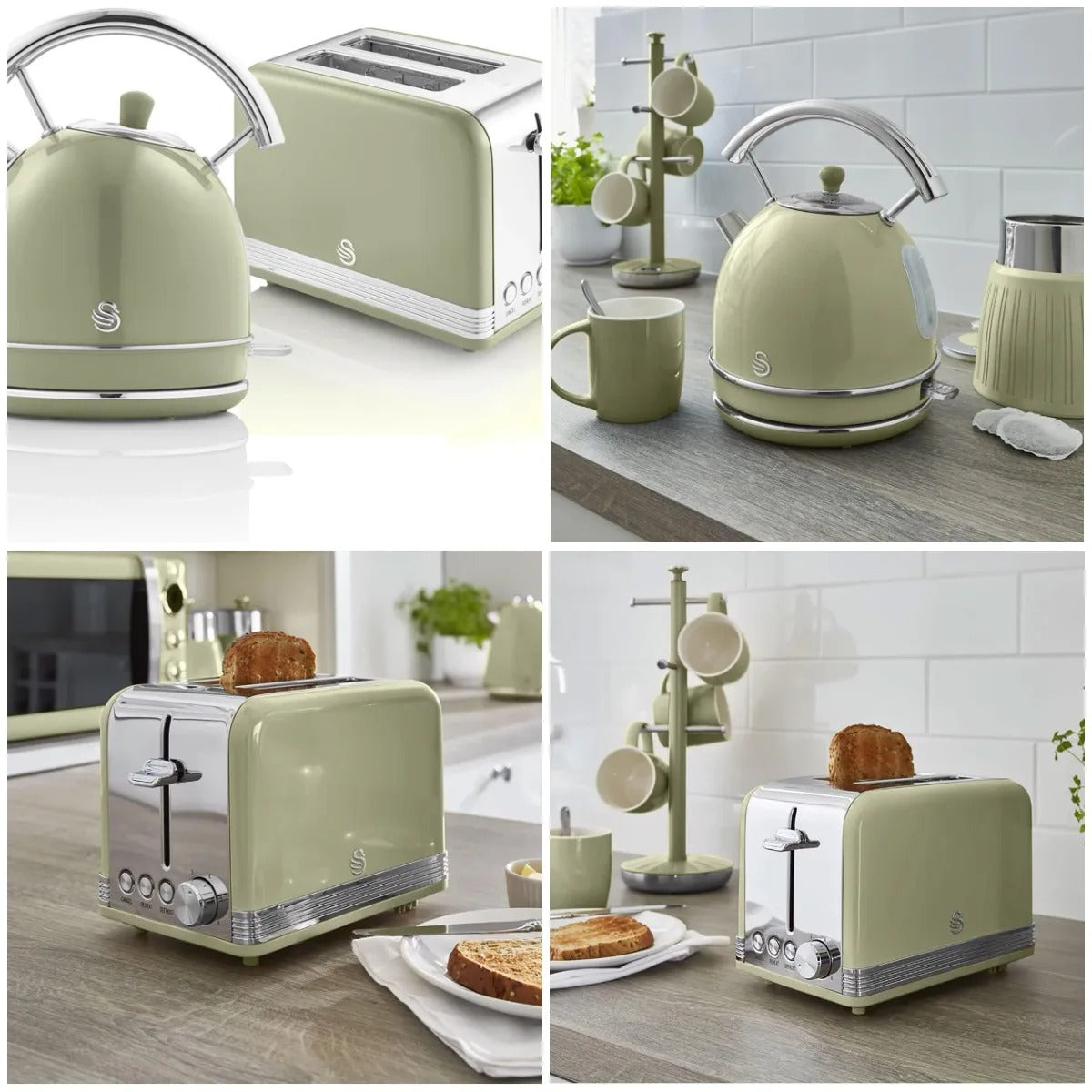 Grille-pain et bouilloire | Rétro Vert