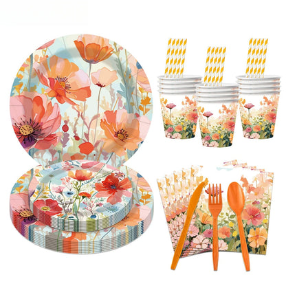 Ensemble de vaisselles jetables printemps | Floralys