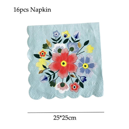 vaisselles à fleurs | Jetable Fleurie 4 Couleurs