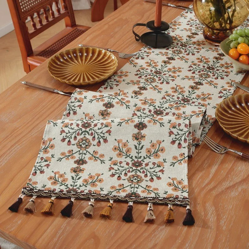 Chemin de table jacquard | Pompons Artisanaux