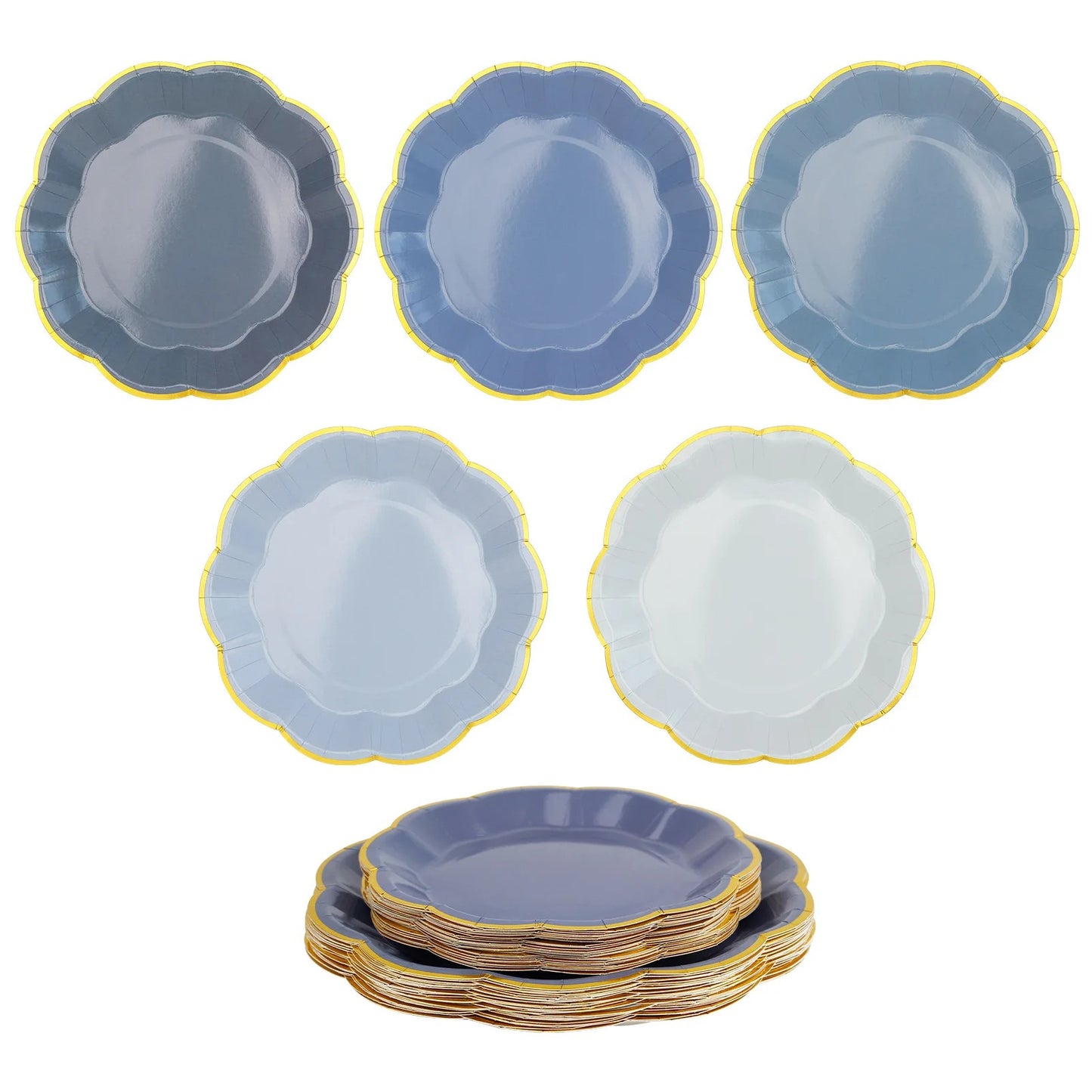 Assiettes et napkins jetable | Bords Dorés