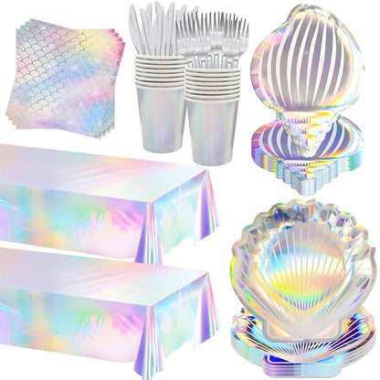 kit vaisselle coquillages | Holographique Jetable