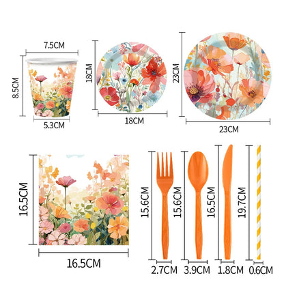 Ensemble de vaisselles jetables printemps | Floralys