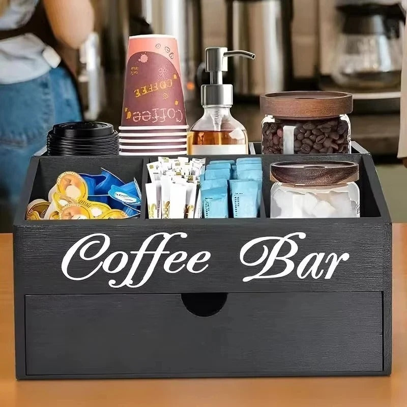 boite a cafe-thé | Organisateur Bois Tiroir