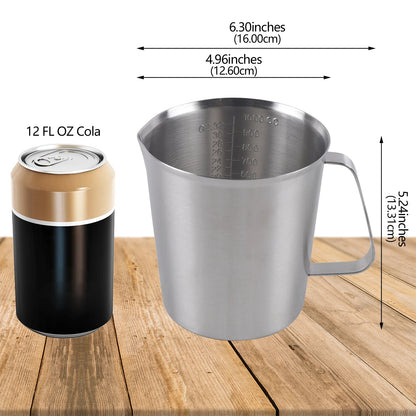 tasse mesureur inox 1000ml | Double échelle ML OZ