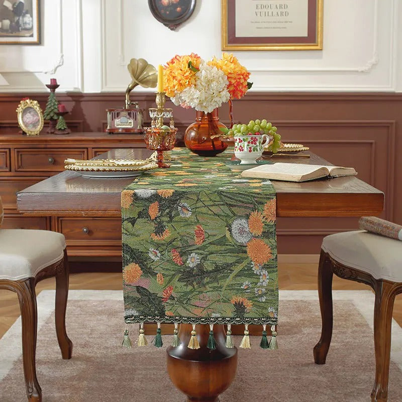 Chemin de table jacquard | Pompons Artisanaux