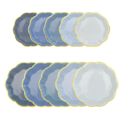 Assiettes et napkins jetable | Bords Dorés