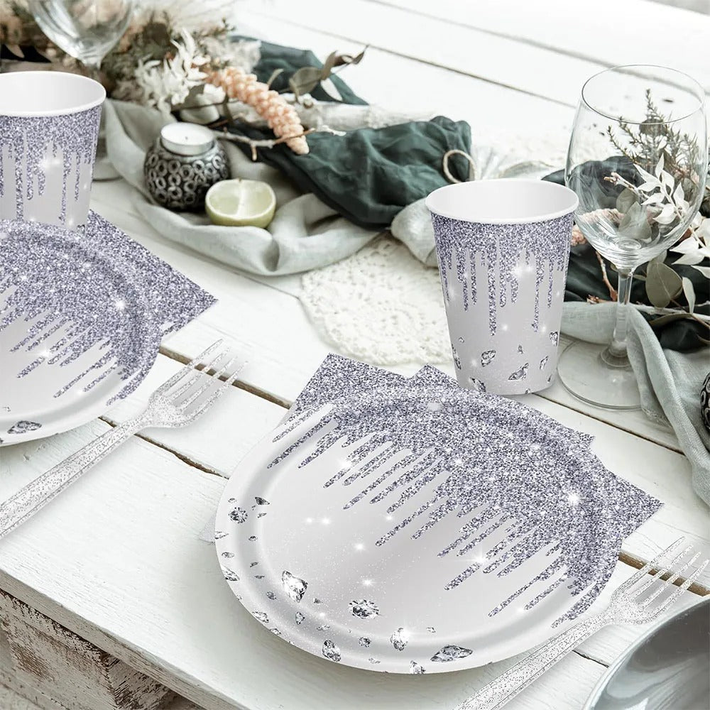Assiettes Glamour | Argentées Jetables