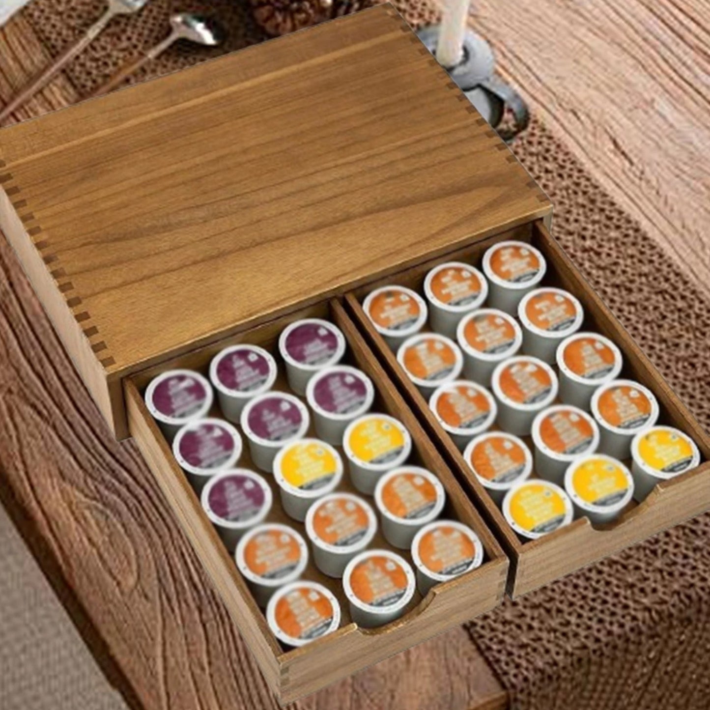 Boite à Café en Bois | Rangement Capsules et Support