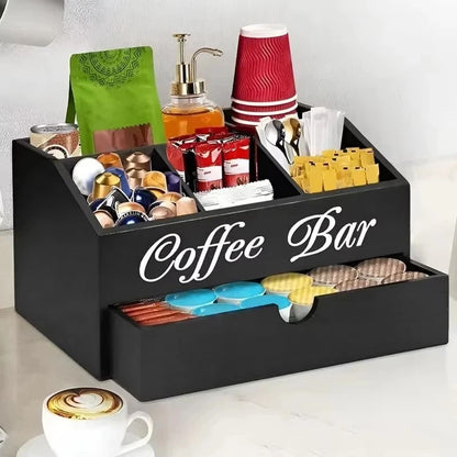 boite a cafe-thé | Organisateur Bois Tiroir