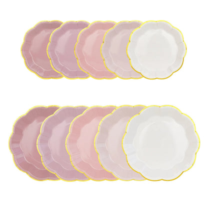 Assiettes et napkins jetable | Bords Dorés