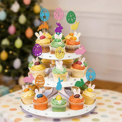 Décoration gâteau pâques | 24 piques bambou lapins œufs