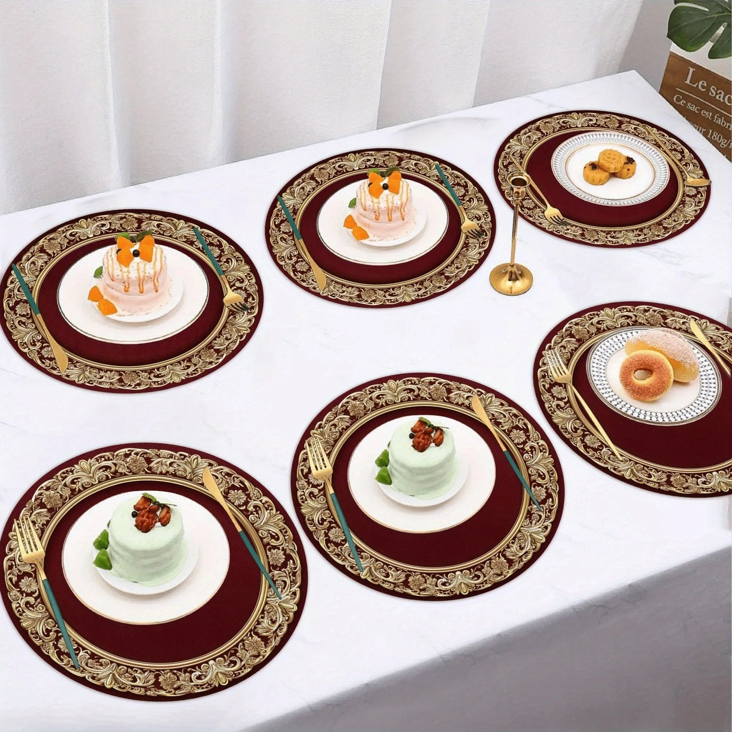 Set de table rouge et doré | Noël en lin