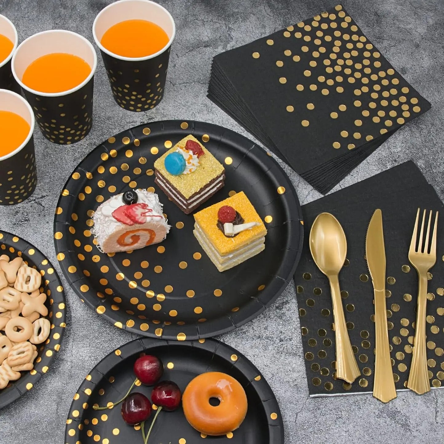 Vaisselles jetables noirs | Elegance Or