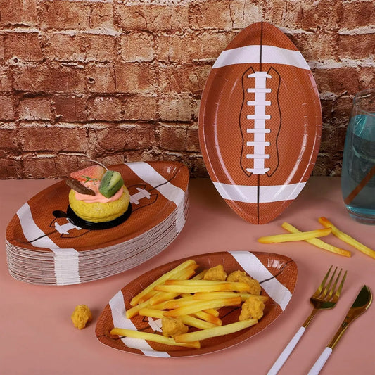 Assiettes ballon rugby | Jetables pack 25
