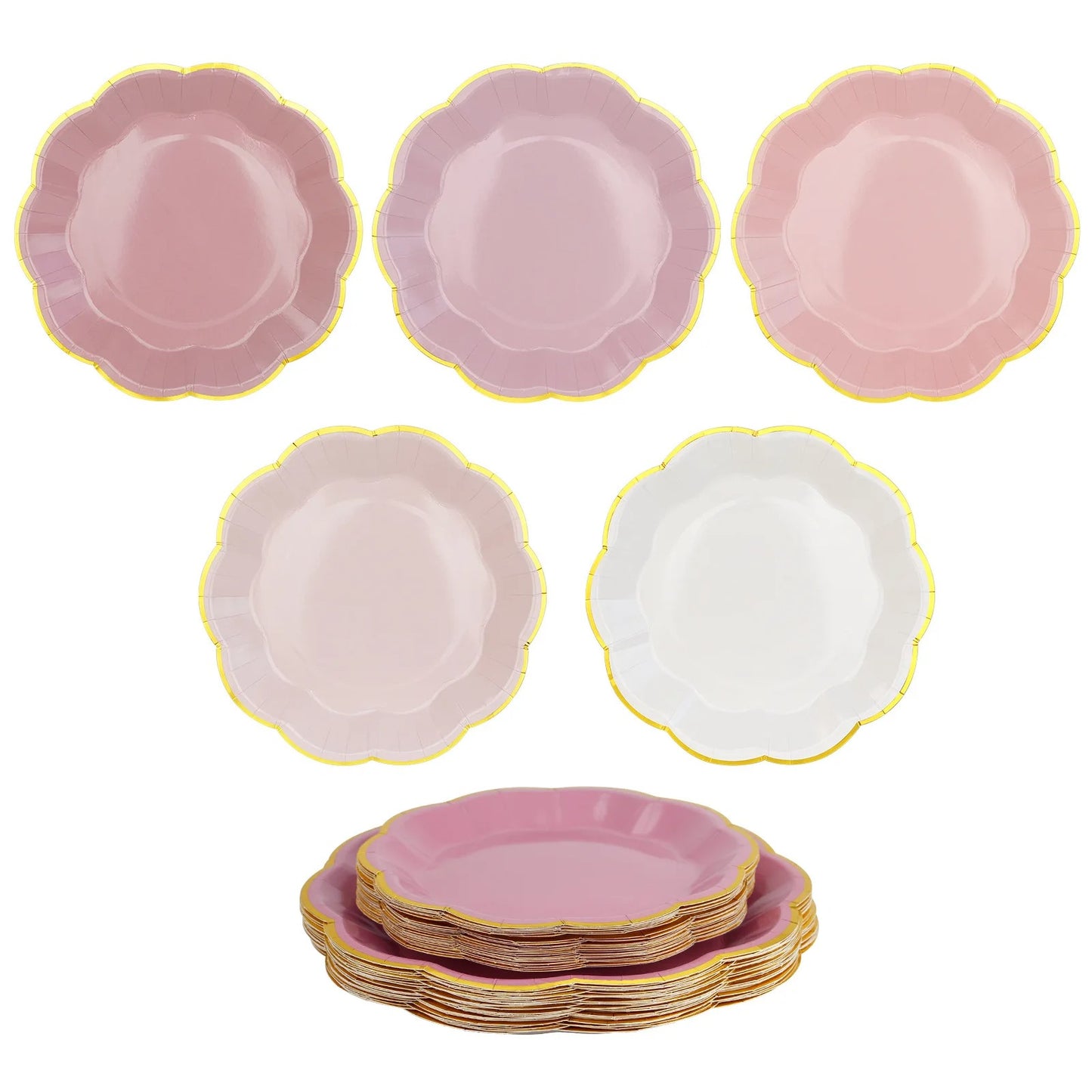 Assiettes et napkins jetable | Bords Dorés
