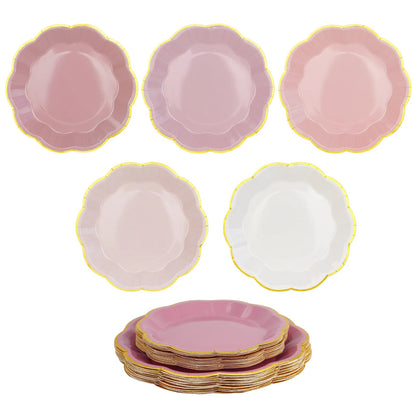 Assiettes et napkins jetable | Bords Dorés