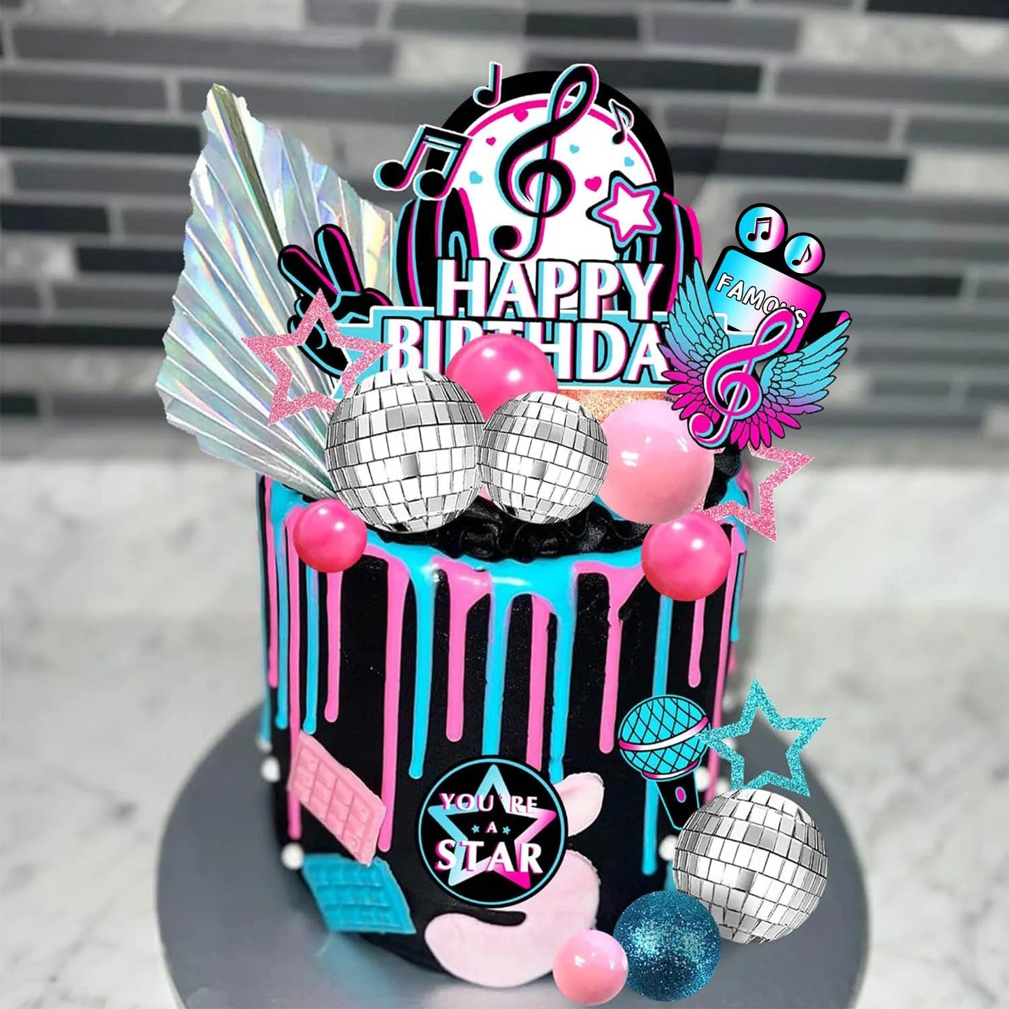 Décoration gâteau musical | Boule disco et guitare| disco à son meilleur