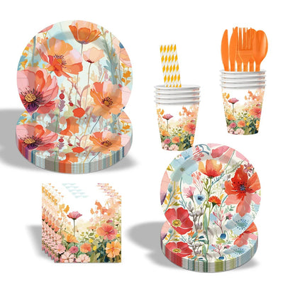 Ensemble de vaisselles jetables printemps | Floralys