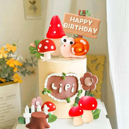Décoration gâteau champignons | Enchantée
