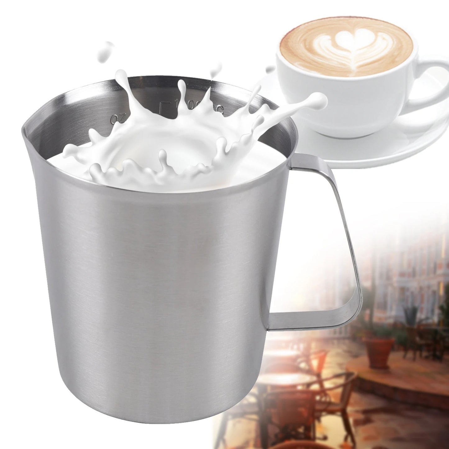 tasse mesureur inox 1000ml | Double échelle ML OZ