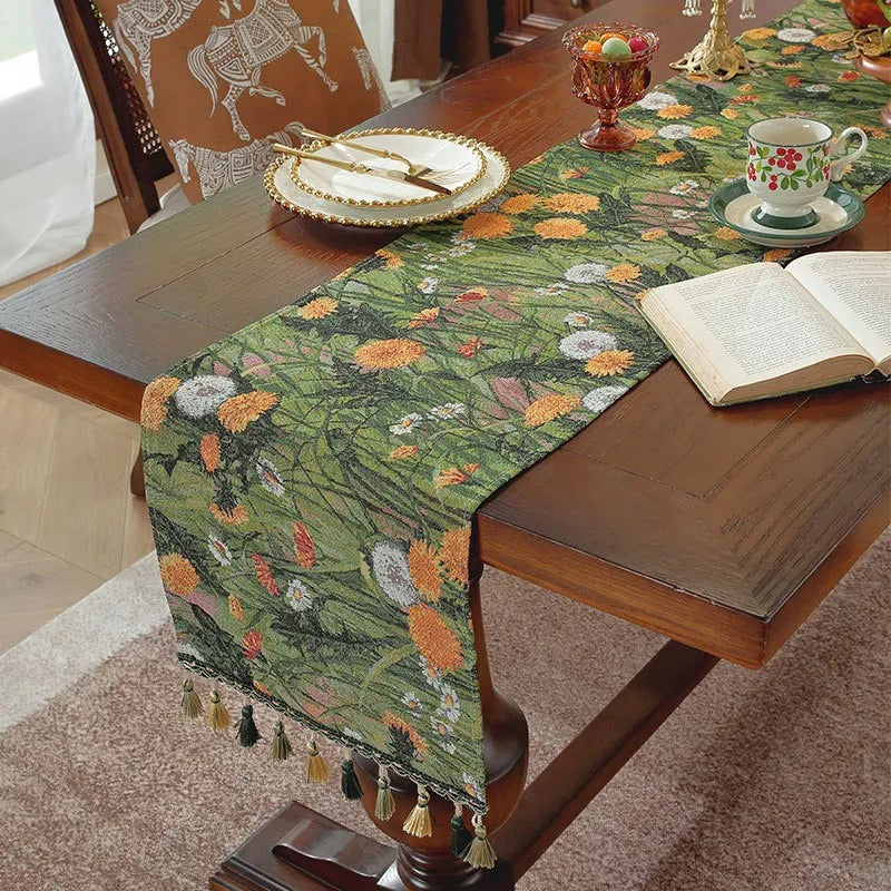 Chemin de table jacquard | Pompons Artisanaux