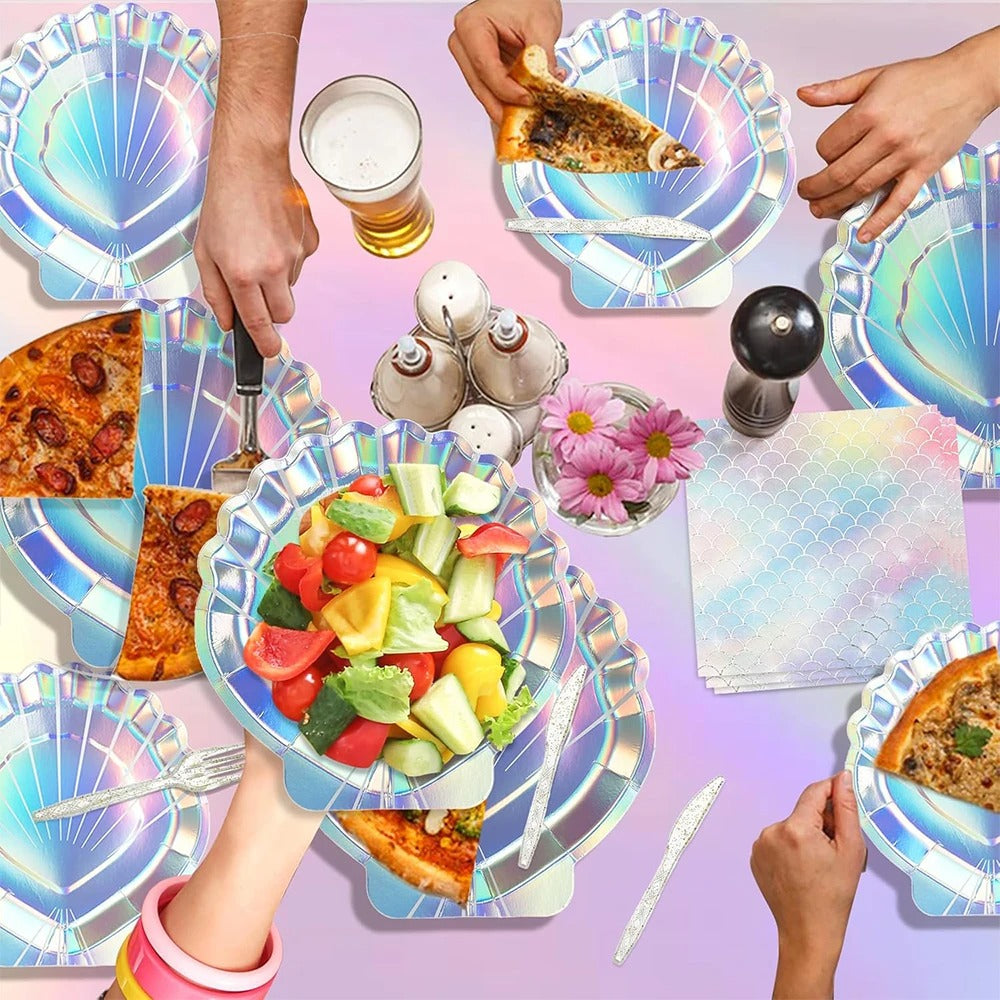kit vaisselle coquillages | Holographique Jetable