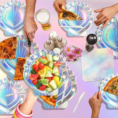 kit vaisselle coquillages | Holographique Jetable