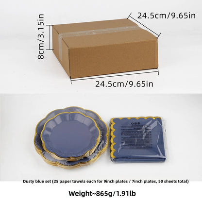 Assiettes et napkins jetable | Bords Dorés