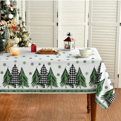 Nappe de Noël blanche sapins