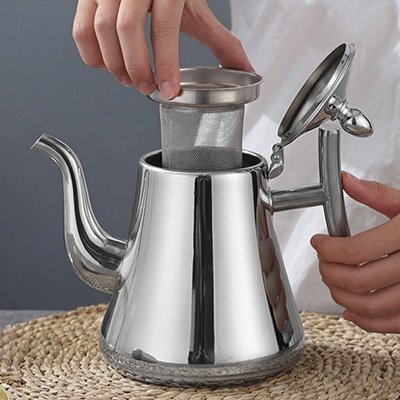 Théière en inox avec infuseur